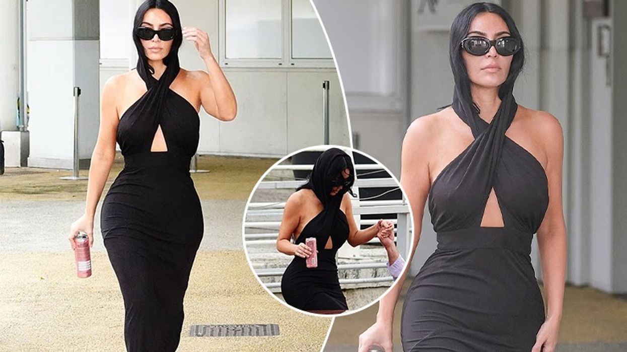 Kim Kardashian mbërrin në Festivalin e Filmit në Venecia me një fustan të zi elegant dhe shami në kokë