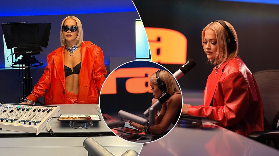 Rita Ora shkëlqen në të portokalltë ndërsa shijon një sesion muzikor në Apple Music