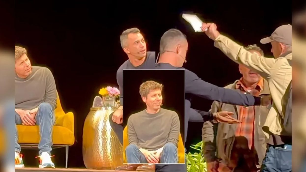 Gjatë një eventi të transmetuar drejtpërdrejtë, një avokat ndërpret fjalimin e drejtorit ekzekutiv të OpenAI – ia dorëzon një thirrje gjyqësore