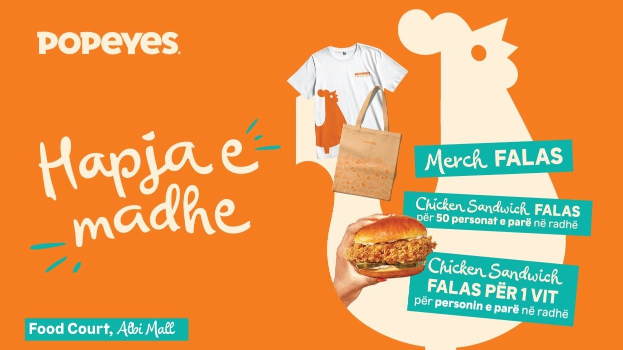 Popeyes po hap dyert në Albi Mall - shija amerikane po vjen me lokacion të ri Popeyes po hap dyert në Albi Mall - shija amerikane po vjen me lokacion të ri