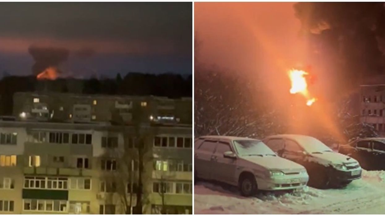 Zjarri i madh në një depot të naftës ruse pas sulmit me dron Zjarri i madh në një depot të naftës ruse pas sulmit me dron