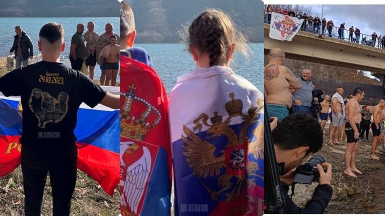 Simbole provokuese ruse dhe serbe në shënimin e Bogojavlenjes në Liqenin e Ujmanit Simbole provokuese ruse dhe serbe në shënimin e Bogojavlenjes në Liqenin e Ujmanit