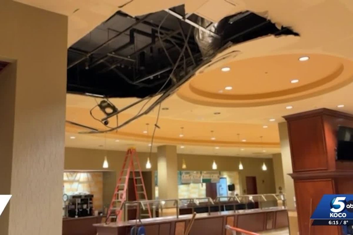 Shembja e tavanit filmohet nga kamerat në një hotel në Oklahoma Shembja e tavanit filmohet nga kamerat në një hotel në Oklahoma