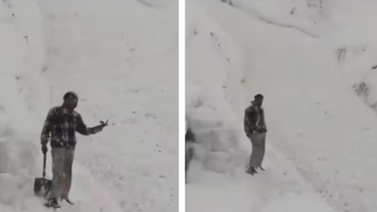 "Lumi i borës" shihet duke rrjedhur nëpër fshatin Himachal të Indisë pas reshjeve të dendura të borës