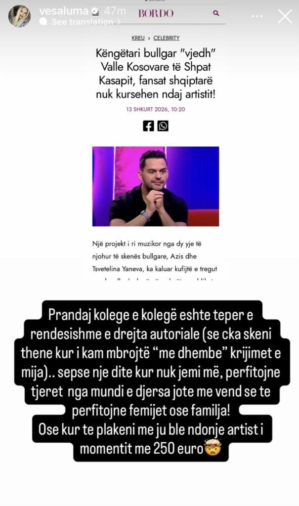 Vesa Luma thumbon Taynën? I përmend 250 €  të të drejtave autoriale!