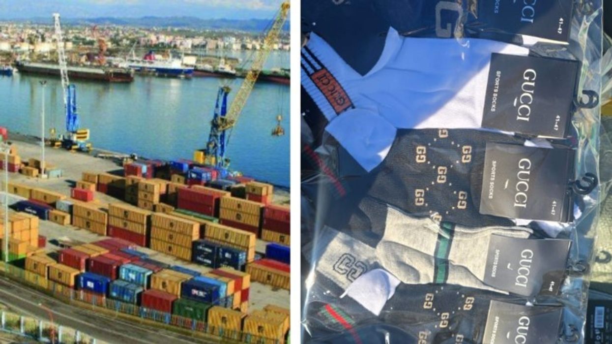 Marka të njohura si ‘Adidas’, ‘Nike’, ‘Gucci’, ‘Dior’, ‘Hugo Boss’ dhe ‘Calvin Klein’ - bllokohen mbi 103 mijë palë veshje të falsifikuara në Durrës Marka të njohura si ‘Adidas’, ‘Nike’, ‘Gucci’, ‘Dior’, ‘Hugo Boss’ dhe ‘Calvin Klein’ - bllokohen mbi 103 mijë palë veshje të falsifikuara në Durrës