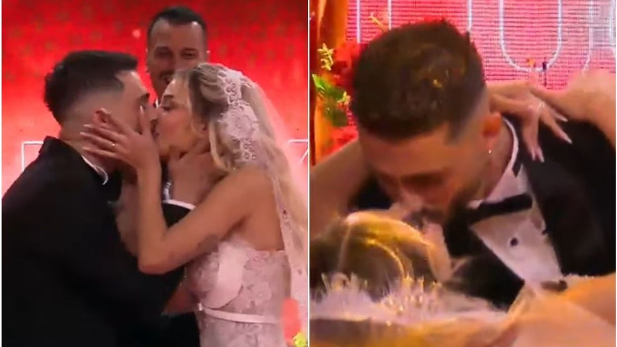 Gimbo dhe Selin ‘martohen’ në Big Brother VIP Albania - shkëmbejnë puthje në buzë Gimbo dhe Selin ‘martohen’ në Big Brother VIP Albania - shkëmbejnë puthje në buzë