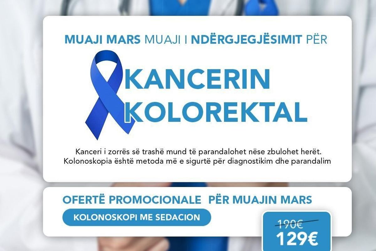 United Hospital sjell ofertë gjatë gjithë marsit: kolonoskopi me sedacion nga 190€ në 129€ United Hospital sjell ofertë gjatë gjithë marsit: kolonoskopi me sedacion nga 190€ në 129€