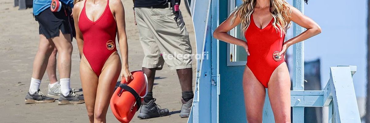 Rikthehet “Baywatch”, Hassie Harrison shfaqet me kostumin ikonik të kuq në xhirime Rikthehet “Baywatch”, Hassie Harrison shfaqet me kostumin ikonik të kuq në xhirime