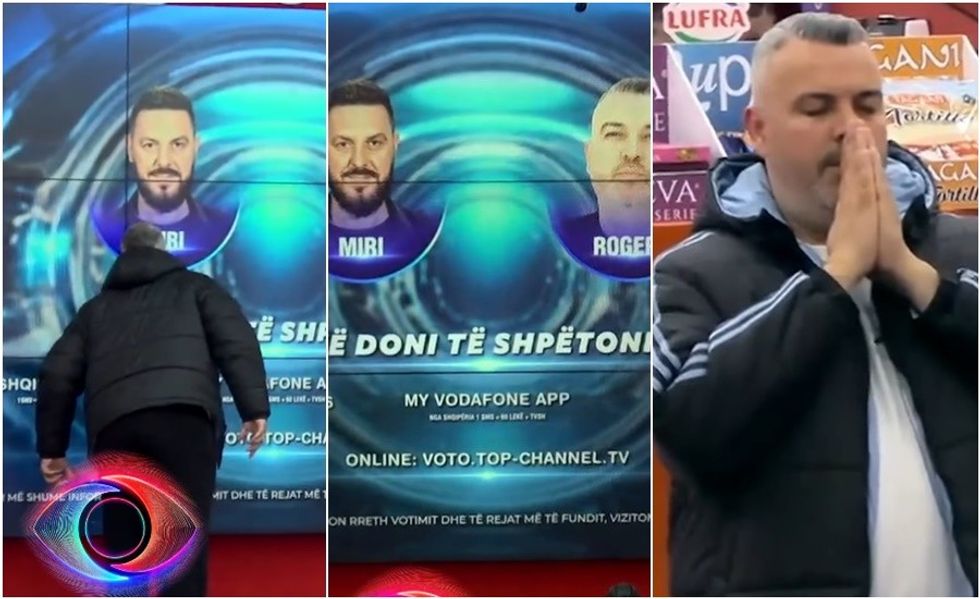 Në ekran shfaqet foto e tij me Mirin në nominim - Rogerti ulet në gjunjë dhe bën veprimin e papritur