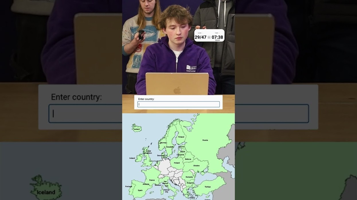 Një 20-vjeçar thyen rekordin për etiketimin e një harte të Evropës