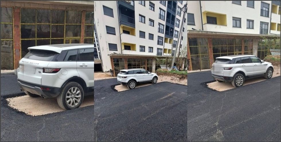 Situatë e pazakontë në Prishtinë, vetura bllokon punimet - asfaltohet rruga vetëm rreth saj