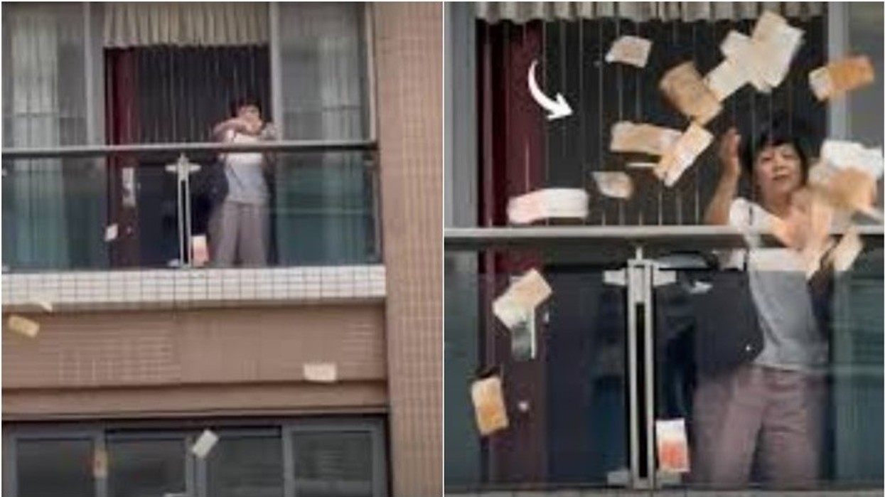 “Shi parash” nga qielli, një grua thuhet se hodhi para në vlerë 150 mijë dollarë nga apartamenti i saj në Kinë