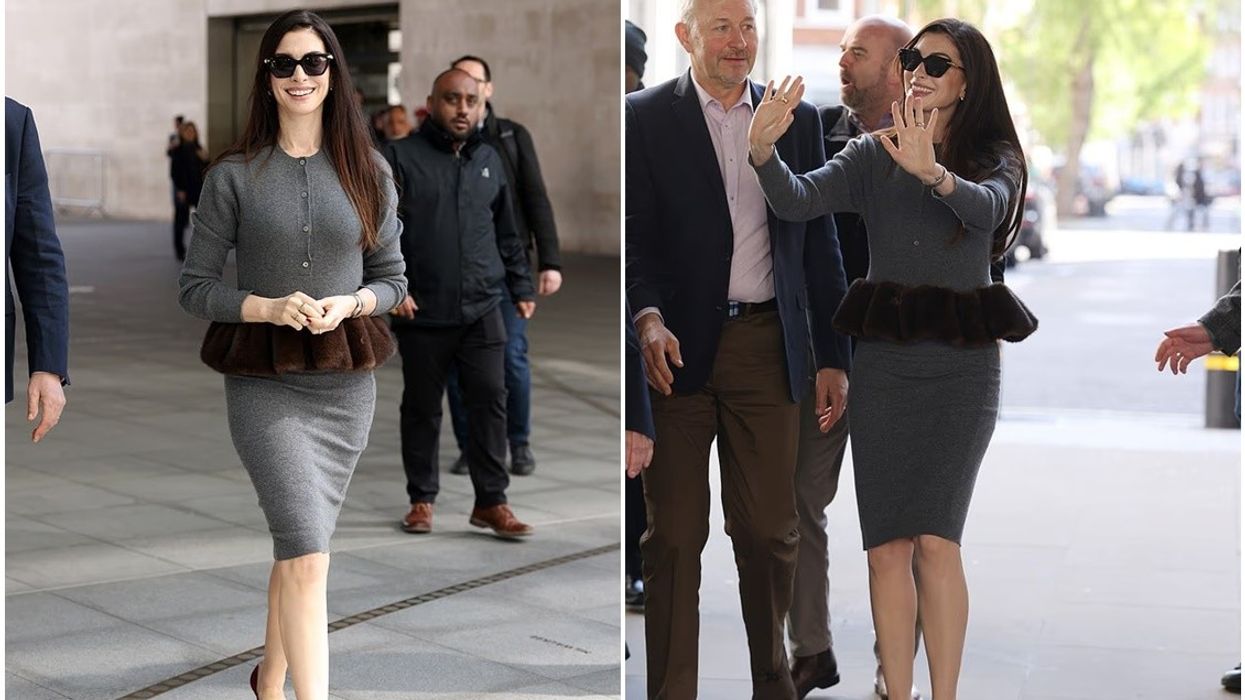 Anne Hathaway me një pamje elegante derisa iu bashkohet kolegëve të kastit për një intervistë në BBC Anne Hathaway me një pamje elegante derisa iu bashkohet kolegëve të kastit për një intervistë në BBC