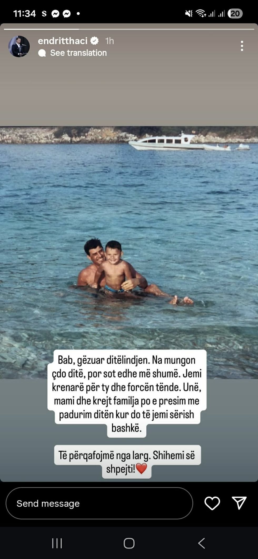 Endrit Thaçi uron babanë për ditëlindje: Na mungon çdo ditë, jemi krenarë për ty