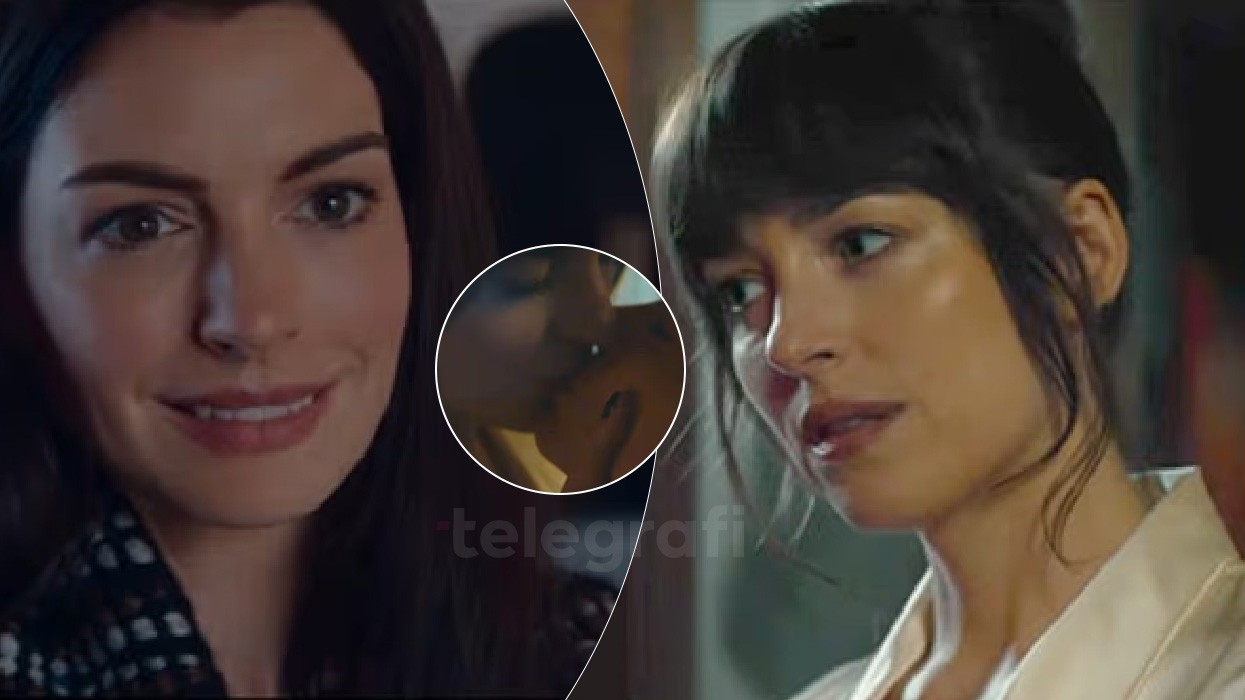 Anne Hathaway dhe Dakota Johnson surprizojnë me një puthje të fortë në trailerin e filmit “Verity”