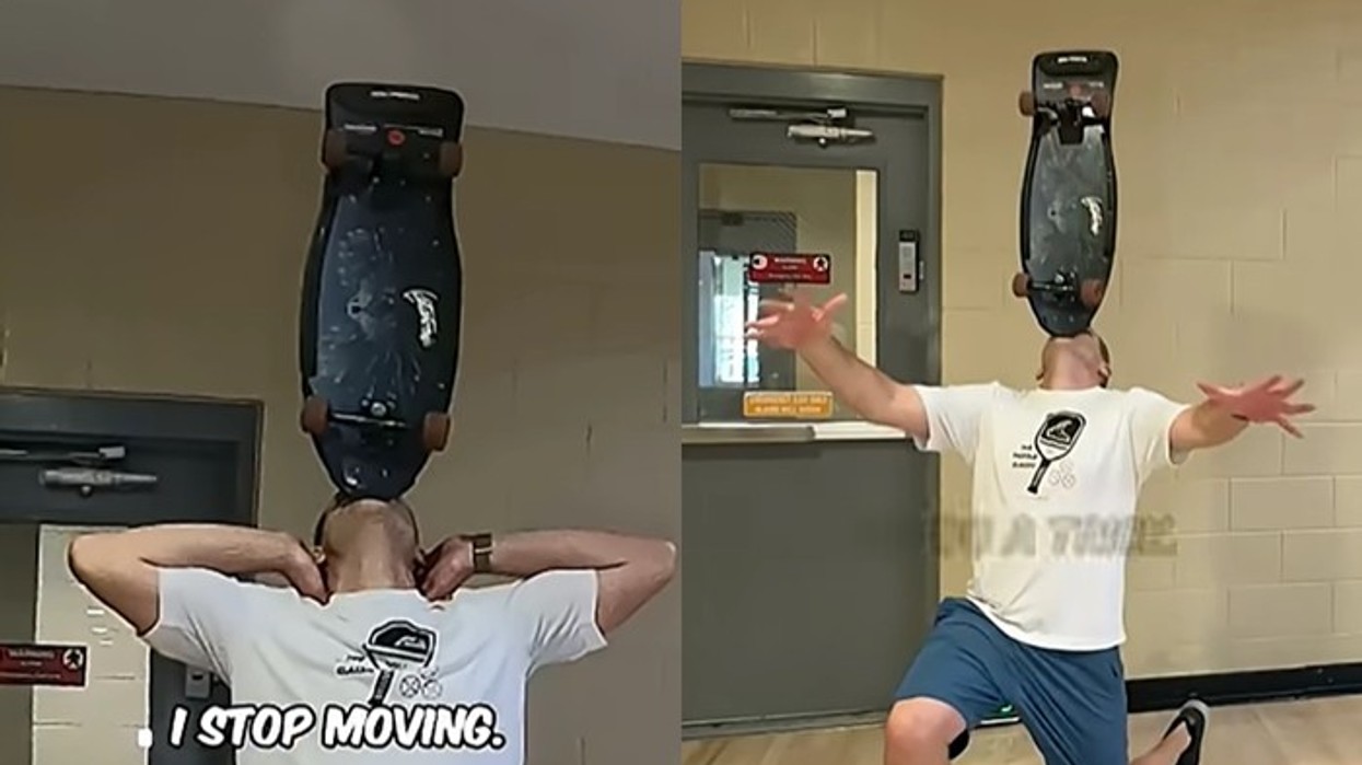 Burri mban skateboardin në mjekër për mbi një orë - thyen rekord botëror