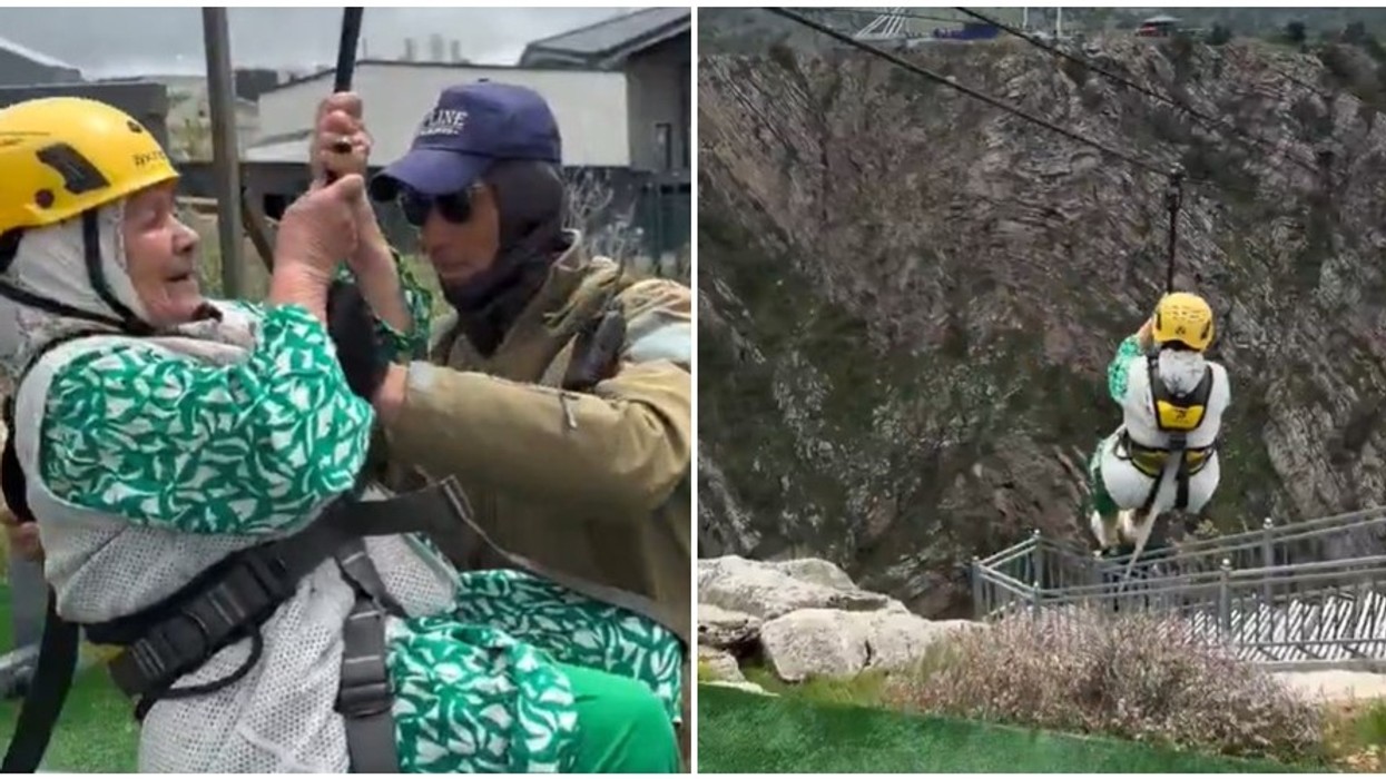 Gjyshja 83-vjeçare sfidon frikën dhe provon zipline ekstrem