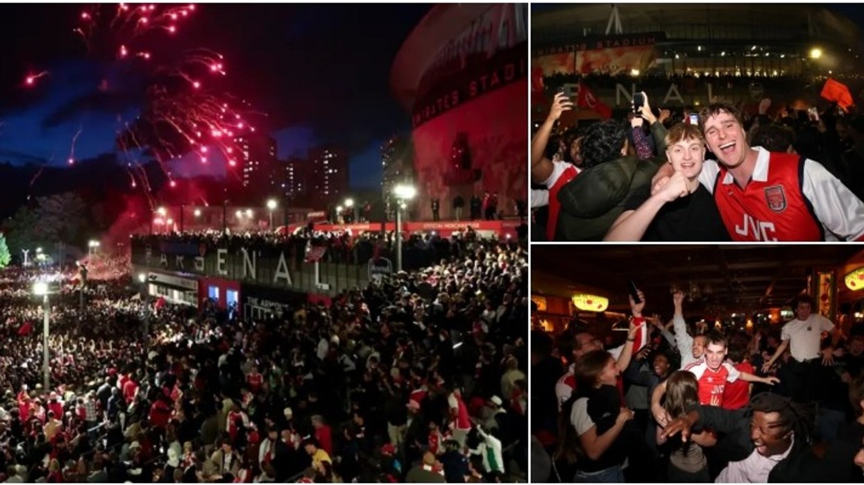 Çmenduri totale – shikoni pamjet e festës së zjarrtë të tifozëve të Arsenalit para stadiumit
