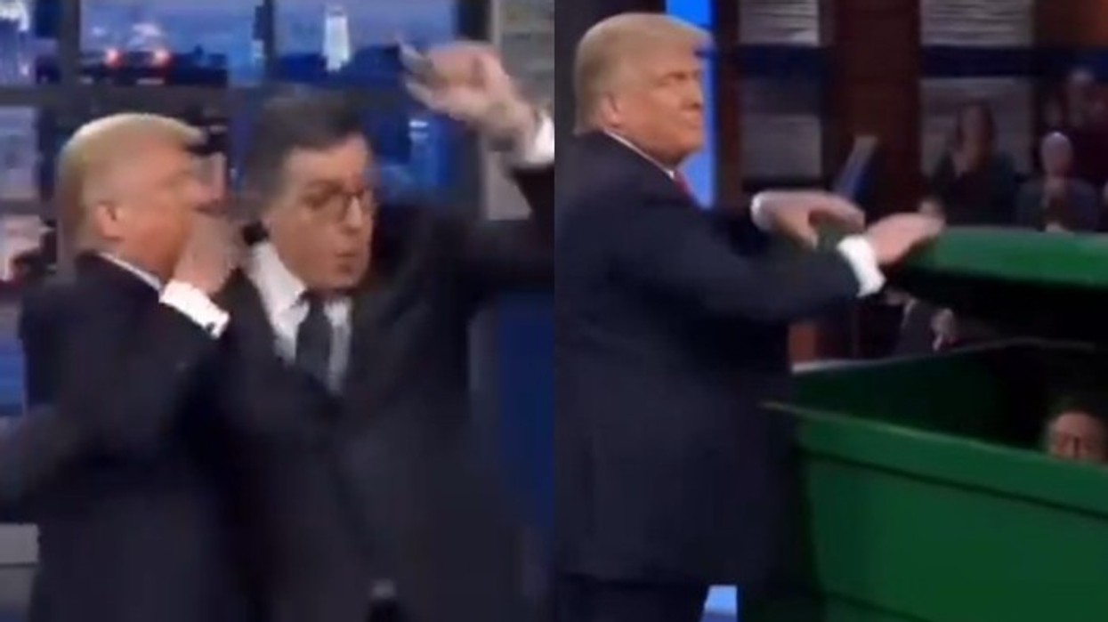 Trump poston një video me Al, "hedh prezantuesin Stephen Colbert në një kosh plehrash"