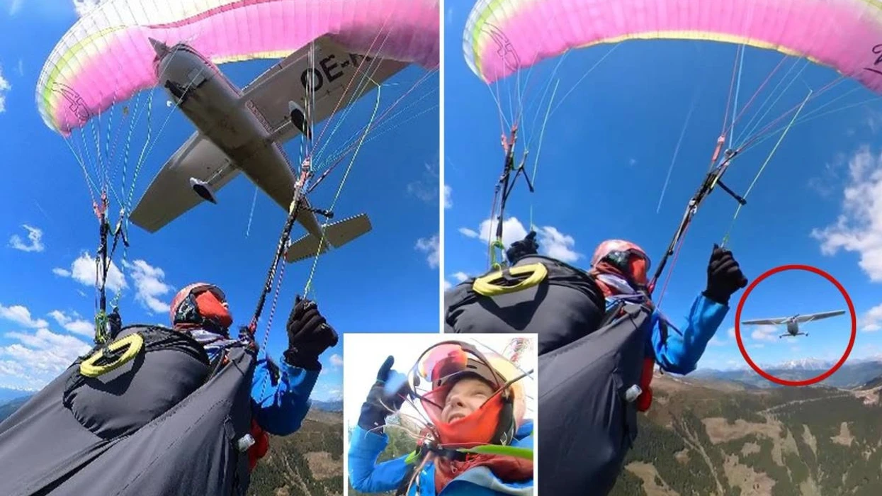 Video dramatike, gruaja i mbijeton mrekullisht përplasjes me aeroplanin gjatë hudhjes me parashutë