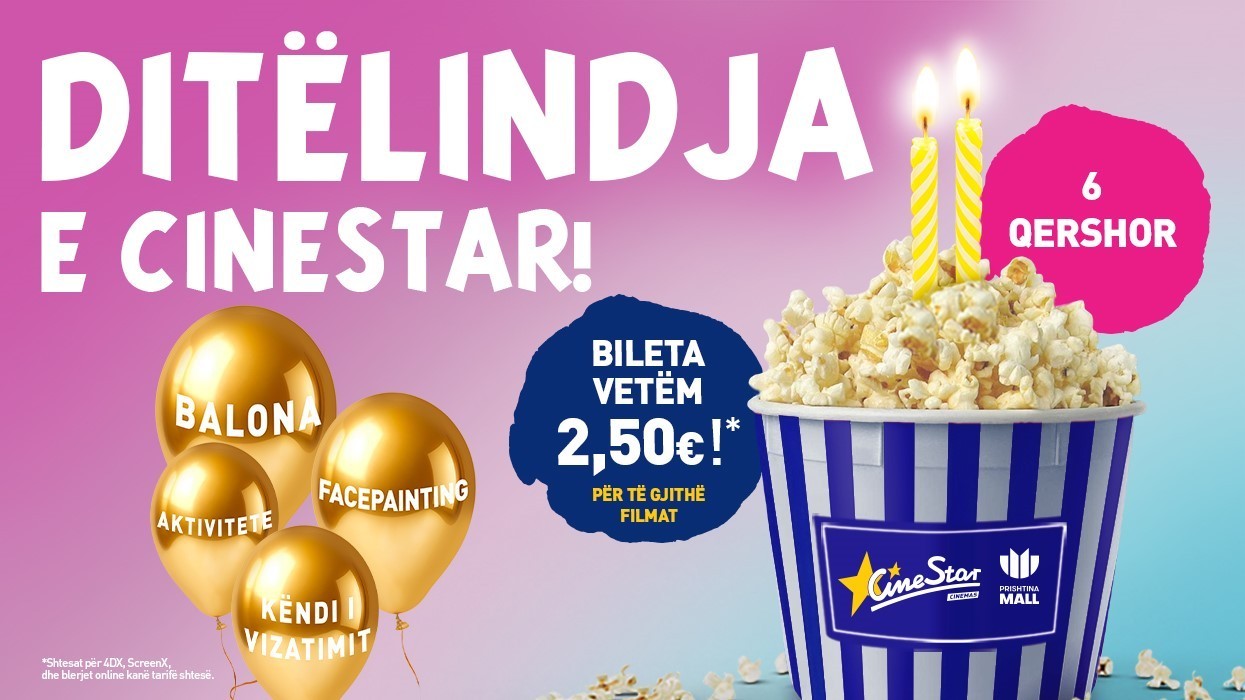 3 vite me CineStar - festojmë ditëlindjen me bileta vetëm 2.50€!