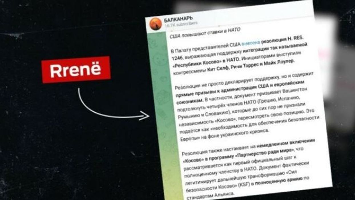 Mediat ruse dezinformojnë rreth Rezolutës së kongresistëve amerikanë për mbështetjen e anëtarësimit të Kosovës në NATO Mediat ruse dezinformojnë rreth Rezolutës së kongresistëve amerikanë për mbështetjen e anëtarësimit të Kosovës në NATO