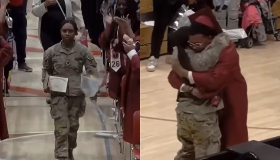 Një vit pa e parë, ushtarja amerikane surprizon vëllain në c