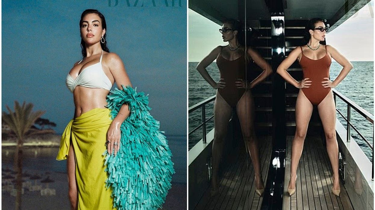 Georgina Rodriguez mahnit me linjat teksa pozon me rroba banjo për revistën e njohur Georgina Rodriguez mahnit me linjat teksa pozon me rroba banjo për revistën e njohur
