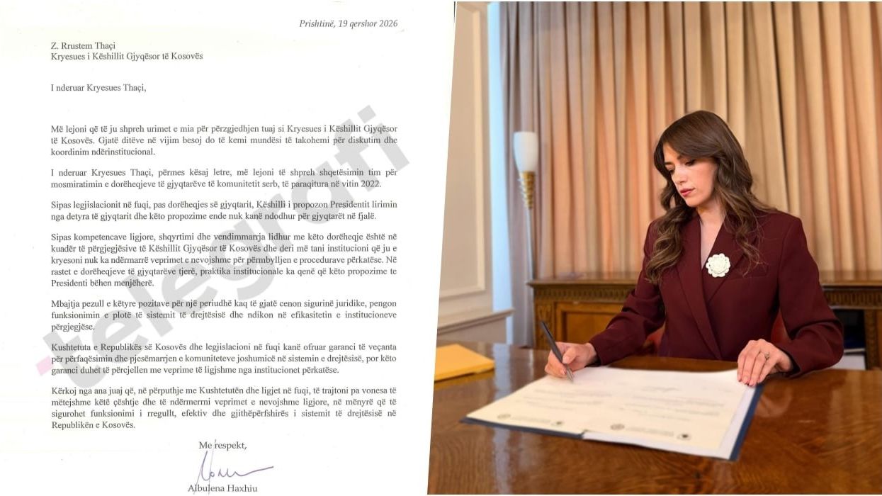 Letra e Haxhiut për KGJK-në: Të trajtohen pa vonesa dorëheqjet e gjyqtarëve serbë të vitit 2022 Letra e Haxhiut për KGJK-në: Të trajtohen pa vonesa dorëheqjet e gjyqtarëve serbë të vitit 2022