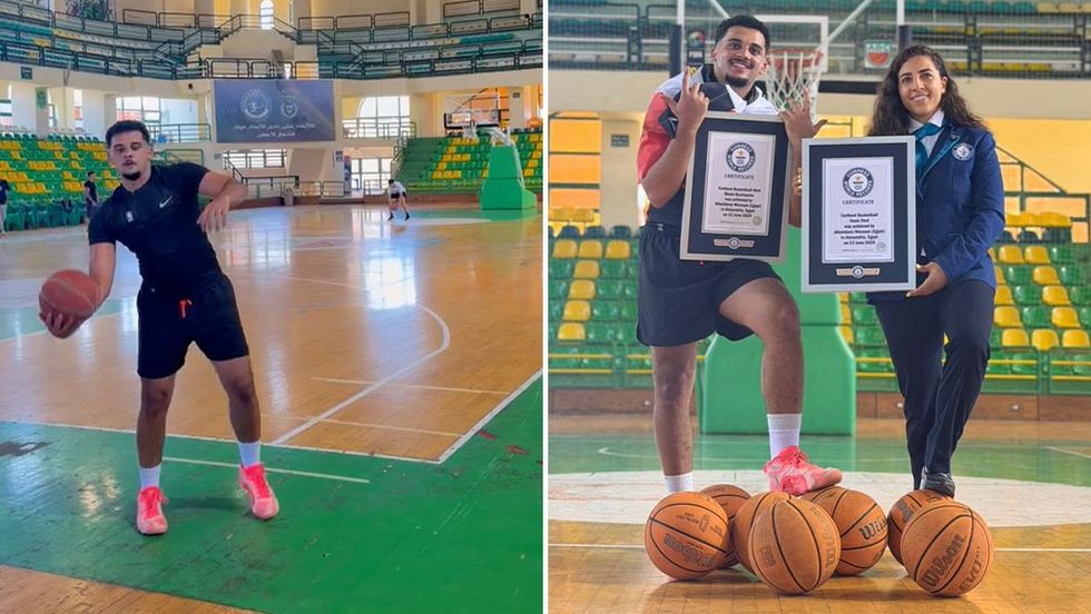 Basketbollisti egjiptian thyen dy rekorde botërore Guinness brenda një dite