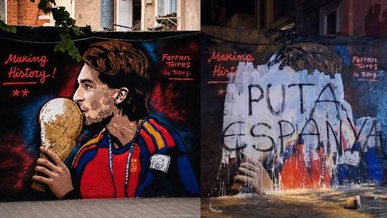 Nuk zgjati as një natë: Shkatërrohet murali i Ferran Torresit në Barcelonë Nuk zgjati as një natë: Shkatërrohet murali i Ferran Torresit në Barcelonë