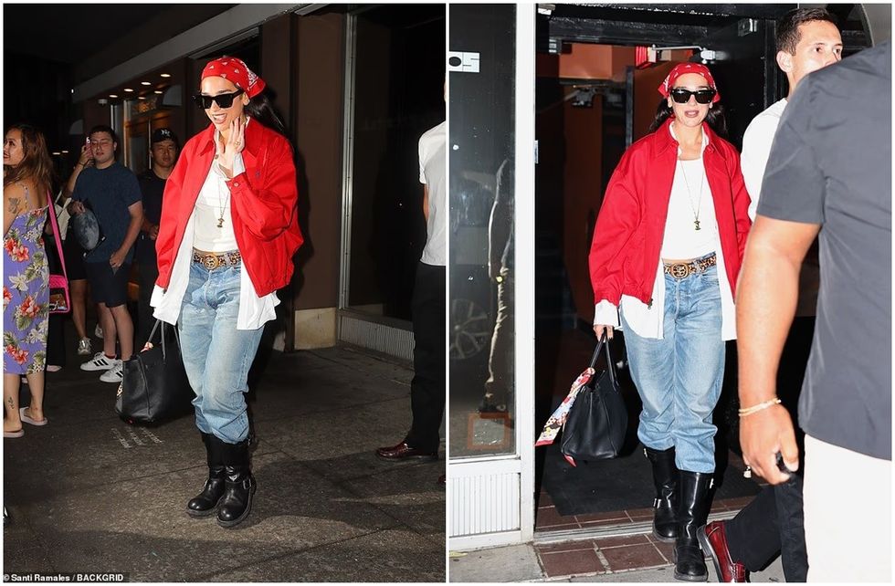 Dua Lipa fotografohet duke dalë nga studioja e regjistrimit në New York