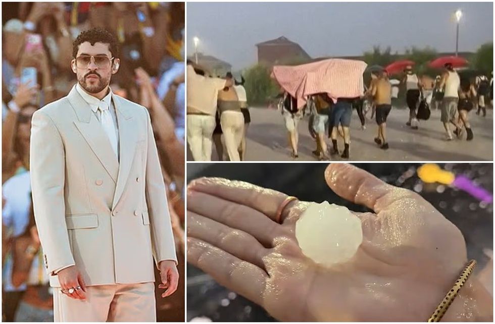 Koncerti i Bad Bunny-t përfundon në kaos në Milano, 80 mijë persona evakuohen pas reshjeve të breshërit, fansat pësojnë lëndime në kokë