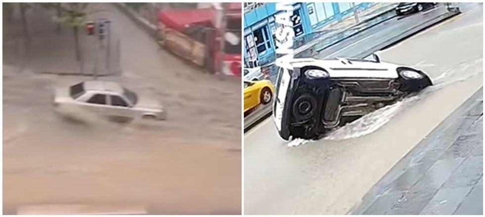Reshjet e dendura përmbytin rrugët e Ankarasë, veturat humbin kontrollin
