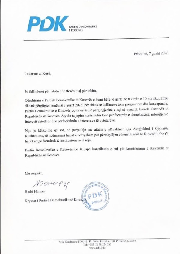 Hamza e refuzon ftesën e Kurtit për takim  premton kontributin e PDK së për konstituimin e Kuvendit