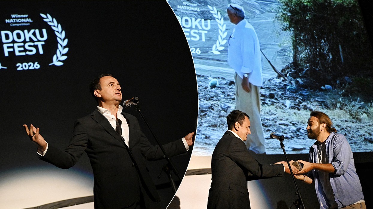 Në ceremoninë përmbyllëse të “DokuFEST”, kryeministri në detyrë Kurti ndau çmimin për filmin më të mirë në garën kombëtare