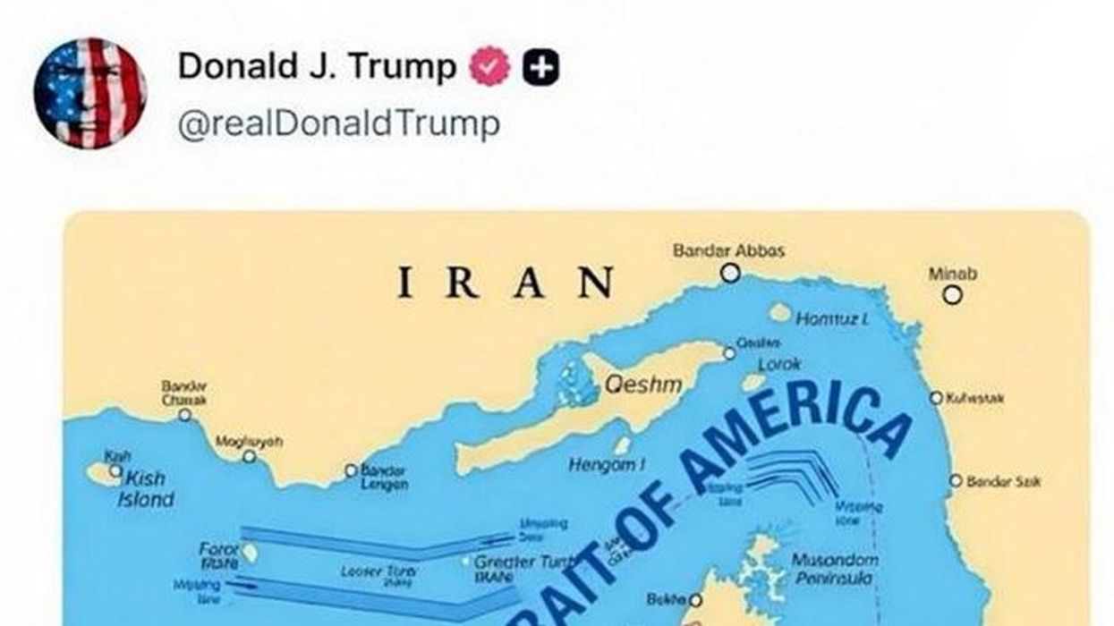 Trump publikon hartën ku Ngushtica e Hormuzit paraqitet si territor i SHBA-së Trump publikon hartën ku Ngushtica e Hormuzit paraqitet si territor i SHBA-së