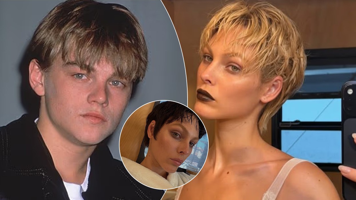 Vittoria Ceretti kopjon stilin ikonë të flokëve të Leonardo DiCaprio-s në vitet e 90-ta