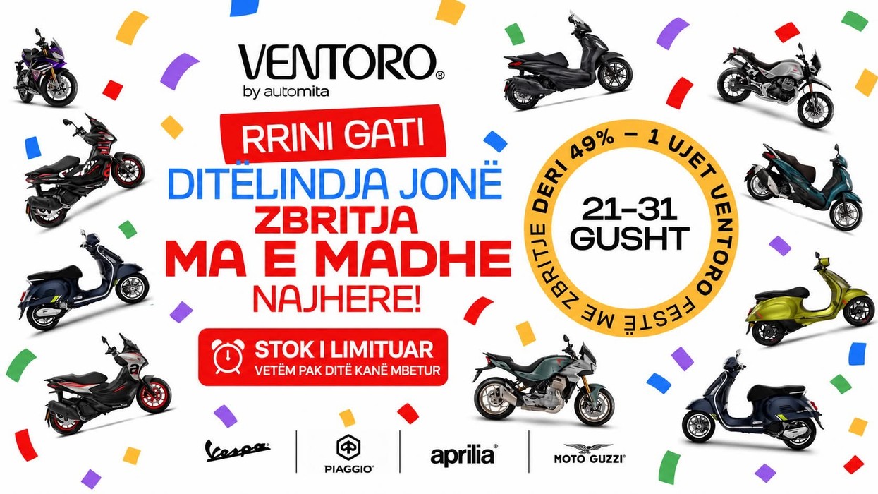 Vetëm edhe 4 ditë për ofertat e Ventoro Motors në Vespa dhe modelet e Piaggio Group!