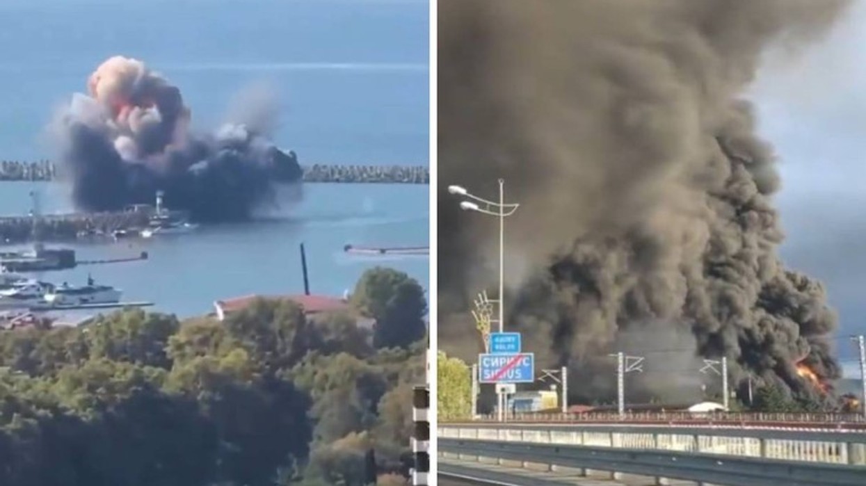 This is what Putin's resort looks like today - explosions and a burning ship