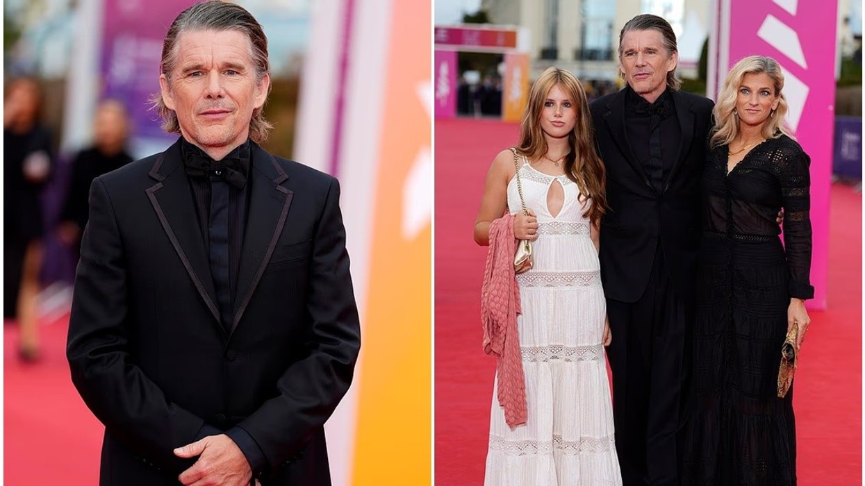Ethan Hawke bën një paraqitje të rrallë në tapetin e kuq me vajzën 15-vjeçare, Indiana dhe bashkëshorten Ryan Shawhughes