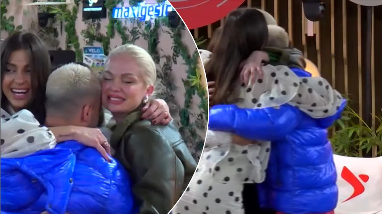 Danja, Loredana, Gerta e Gjesti krijojnë një moment të ngrohtë, teksa qëndrojnë të përqafuar, duke kënduar në oborrin e shtëpisë