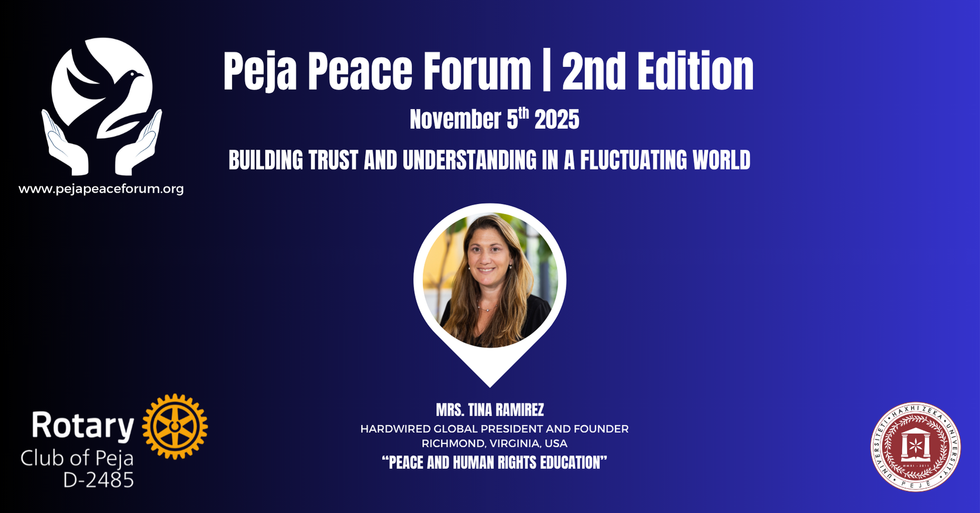 Ekspertja amerikane e të drejtave të njeriut, Tina Ramirez merr pjesë në Forumin e Paqes në Pejë