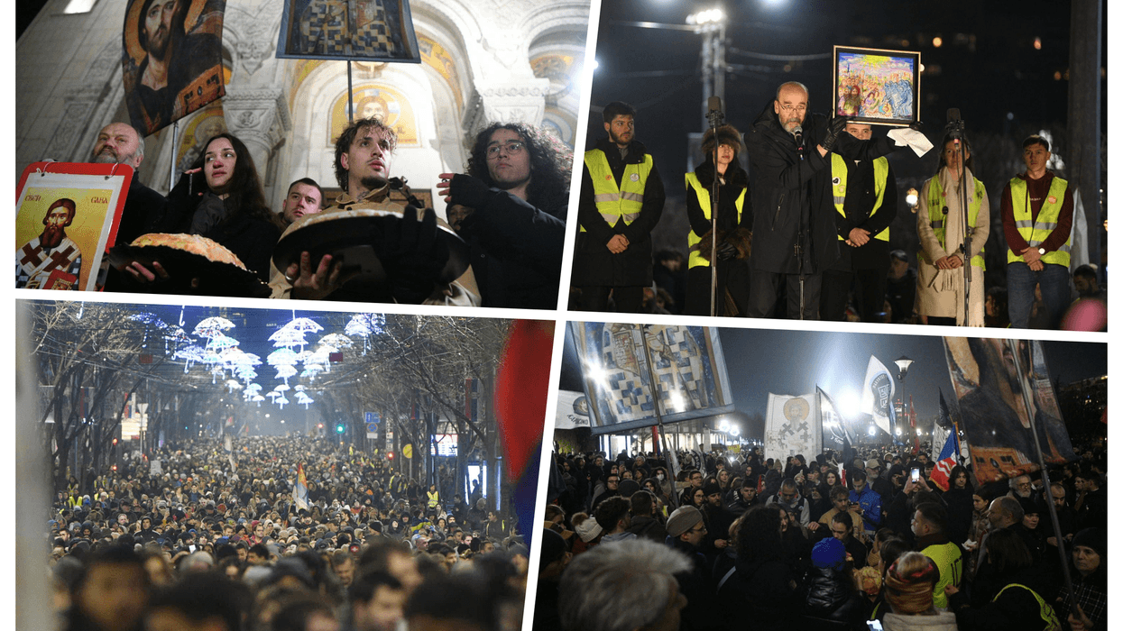 Protesta kundër autoritarizmit të Vuçiqit në Serbi