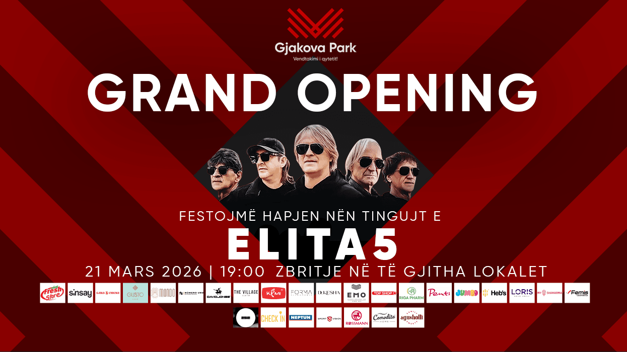 Hapja Madhështore e Gjakova Park më 21 Mars 2026 në orën 19:00 Hapja Madhështore e Gjakova Park më 21 Mars 2026 në orën 19:00