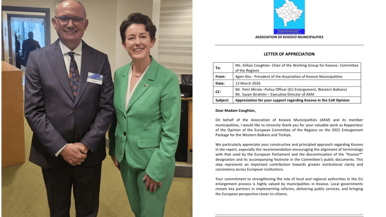 Agim Aliu falënderon Gillian Coughlan për mbështetjen ndaj Kosovës në dokumentet e Komitetit të Rajoneve Agim Aliu falënderon Gillian Coughlan për mbështetjen ndaj Kosovës në dokumentet e Komitetit të Rajoneve