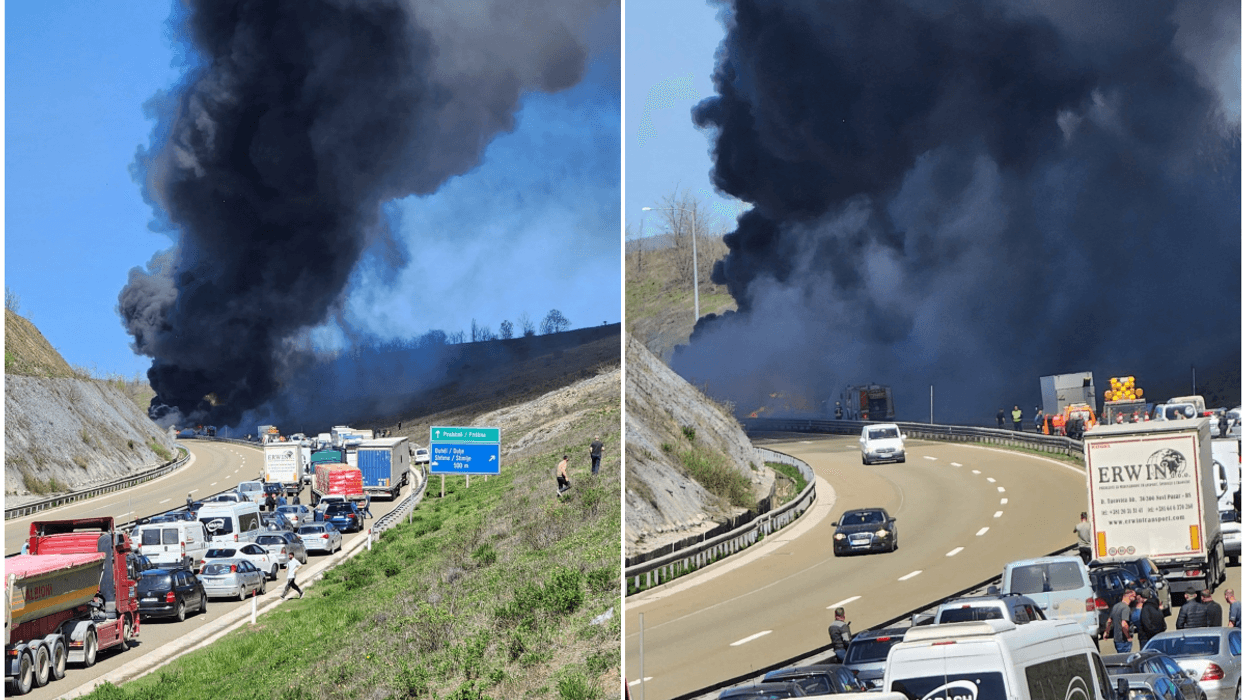 Policia jep detaje për kamionin e përfshirë nga zjarri në autostradën Suharekë–Duhël