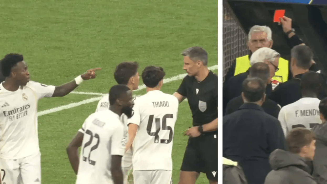 Skena kaotike pas ndeshjes: Përplasje me gjyqtarin, ylli i Real Madridit ndëshkohet me karton të kuq Skena kaotike pas ndeshjes: Përplasje me gjyqtarin, ylli i Real Madridit ndëshkohet me karton të kuq