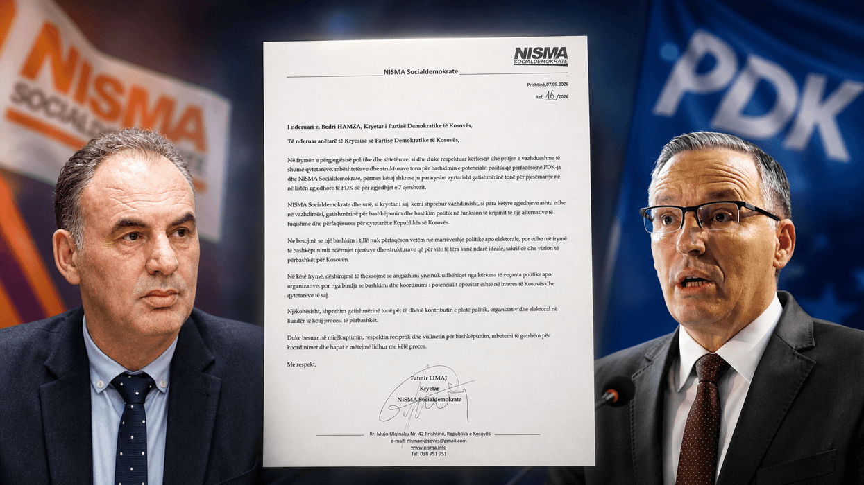 Limaj i dërgon letër Hamzës, kërkon që Nisma të jetë pjesë e listës së PDK-së për zgjedhjet e 7 qershorit